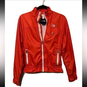 The North Face Womens Orange Windbreaker Jacket US Sz S Active Wear Sports Zip